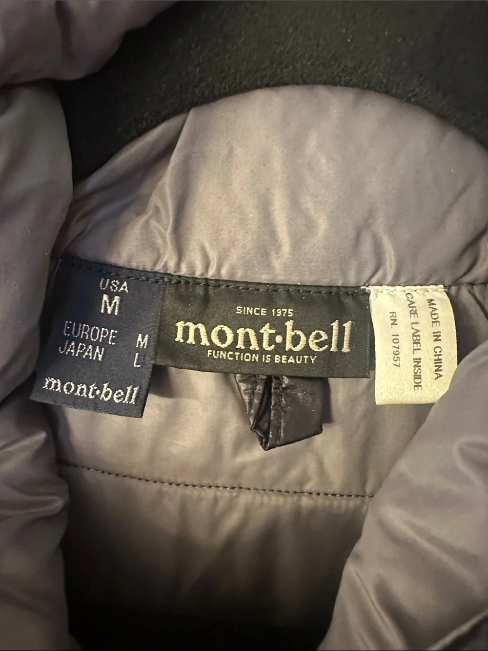 Montbell Men's Black Packable Puffer Jacket with Hood - Picture 2 of 3
